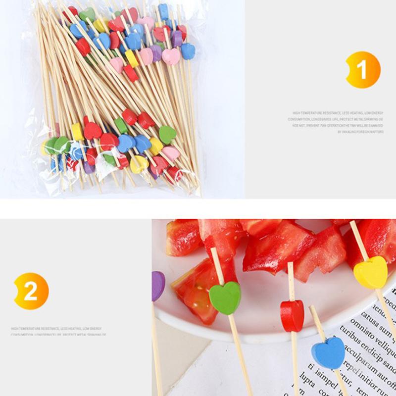 100 шт./пакет Сердце бамбуковые палочки для еды шведский стол кексы фрукты вилка торт десерт палочки