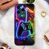 Неоновые огни и чехол для телефона с игровым контроллером, подходит для iPhone 17 16 15 14 13 12 11 Pro/Max/Plus, противоударный