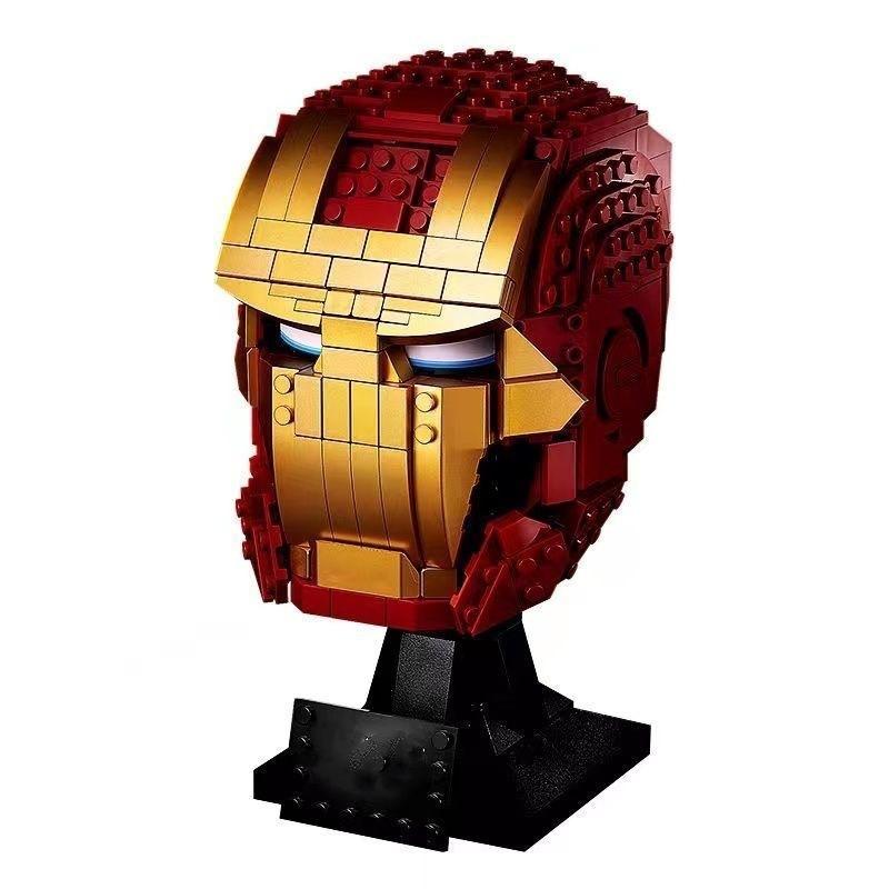 Marvel Superhero Iron Man Mask Helmet Model Assembly Small Particle Building Block Toy