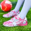 Fashion Pink Children's Cheap Football Shoes Hook and Loop Boys Girls Training Soccer Cleats Kids Soccer Shoes Futsal Sneakers
