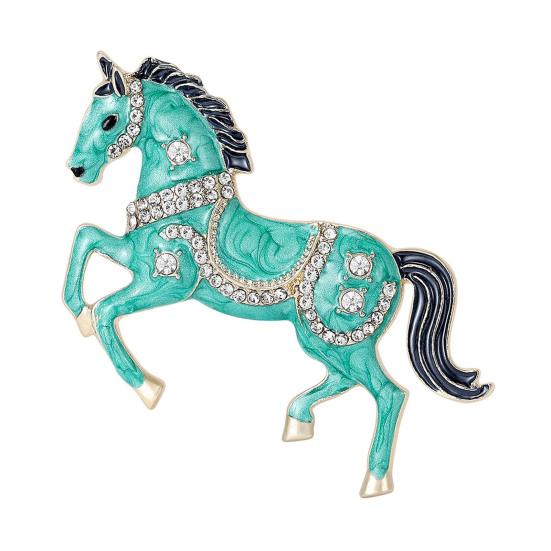 Брошь Пин Галопирующая Лошадь Эмаль Стразы Усыпанная Брошь Китайский Зодиак Год Лошади Брошь Украшение для Одежды