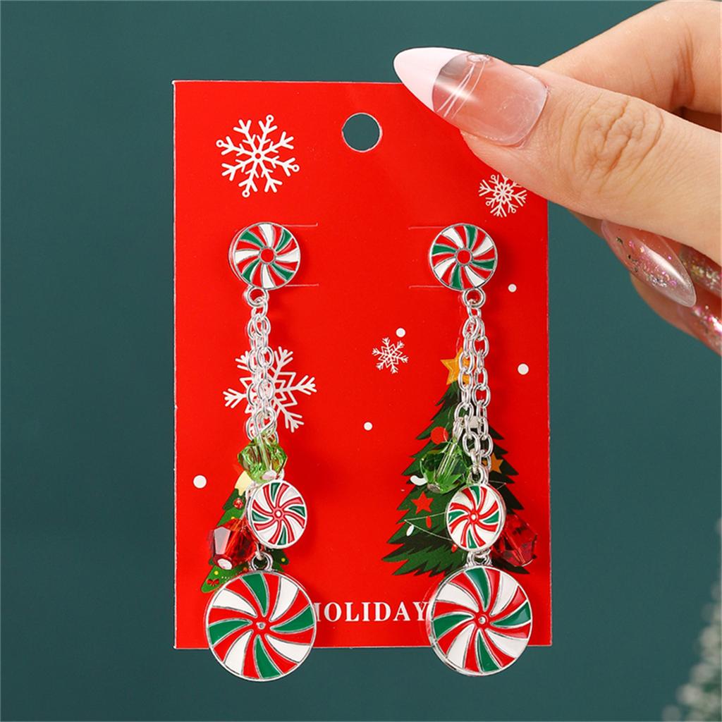 Fashion Green Hairball Christmas Tree Drop Earrings For Women Xmas Bowknot Bells Deer Santa Claus Earring Festival Party Jewelry