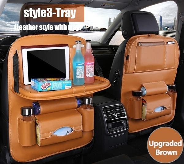 Подвесная сумка-органайзер на спинку автомобильного сиденья с несколькими карманами, универсальная сумка-держатель для хранения из искусственной кожи, складная полка