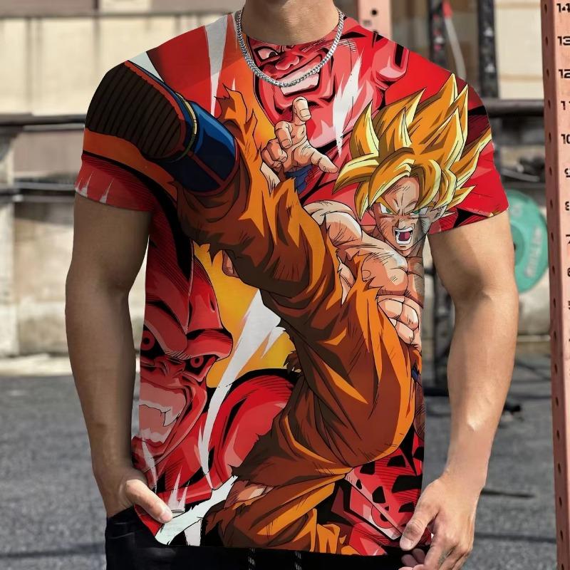 Летняя футболка Dragon Ball 2026 Детские Топы Футболка Аниме Фигурки Сон Гоку Супер Сайян Футболка Футболки для Мальчиков Детские С коротким рукавом