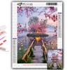 5D DIY Алмазная вышивка Розовая Сакура Пейзаж Алмазная картина Мозаика Украшение дома