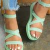 Fashion Casual Female Plus Size Woman Shoe Women Sandals Flats Shoes Summer PU Ankle Buckle Strap Gladiator Cross Ladies Comfort890
