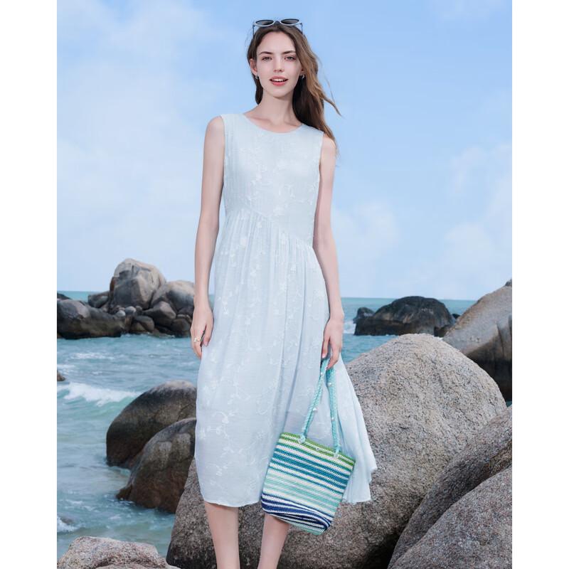 Baitu Women's Sleeveless Embroidered Dress