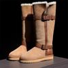 Брендовые зимние сапоги Высокие сапоги Замшевые меховые балетки Хлопковые туфли Женская платформа Меховые 2024 Тенденция Зимние Теплые Плюшевые Ботинки Mujer Zapatos