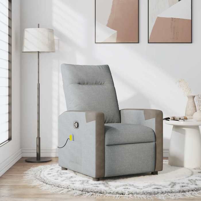 VidaXL Reclining Massage Armchair Light Grey Fabric 4104844