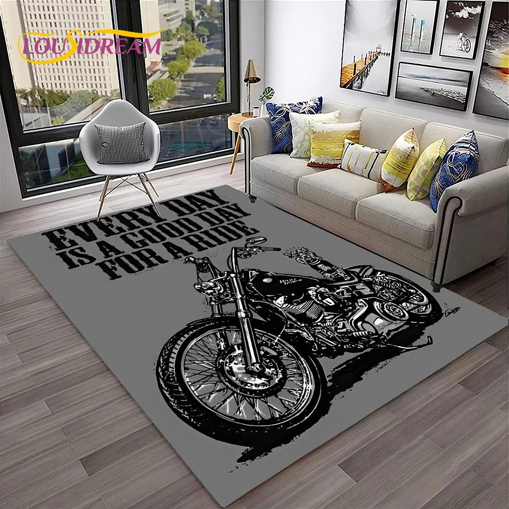 Vintage Motorcycle Retro Carpet Rug for Home Living Room Bedroom Playroom Sofa Doormat Decor,Kid Area Rug Non-slip Floor Mat