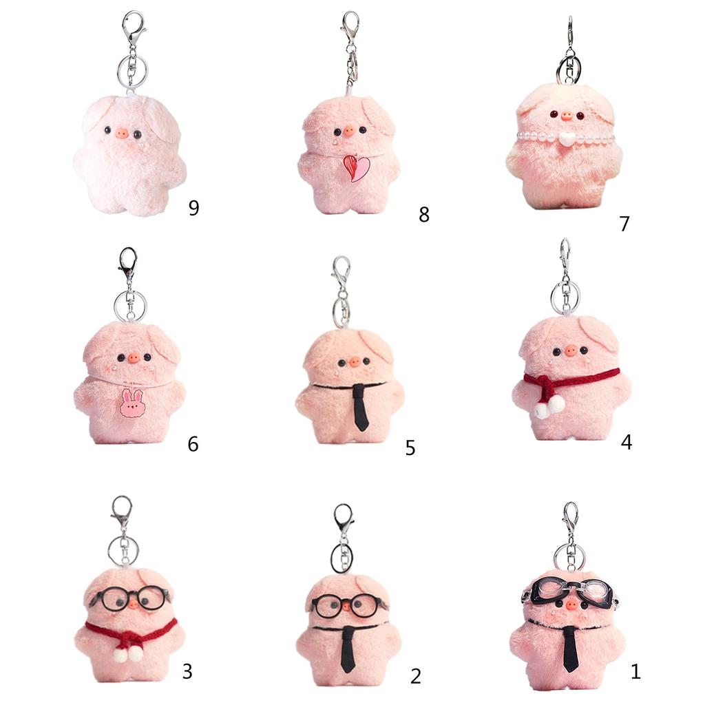 Stylish Pig Keychain with Sunglasses Soft Stuffed Toy Backpack Pendant Kids Gift Fashionable Accessory for Women Girl