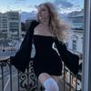Autumn Women's Fashion Street Style Camisole Long Sleeved Sexy Strapless One-piece Neck Tight Fitting Hip Hugging Dresses