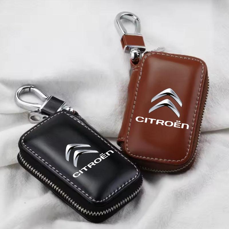 Car Key Case Leather Wallets Housekeeper Covers Zipper Bag For Citroen C1 C2 C4 C5 C3 C4L C8 Berlingo Xsara Picasso Accessories anc123