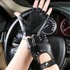 Driving Ride Motor Leather Mittens Punk Glove Fingerless Gloves