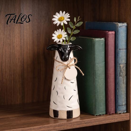 Whimsical Farm Animal Figurine Resin Cute Vase, Farmhouse Decorative Flower Holder for Home Small Bouquet Vessel Office Decor, Pig/Cow/Sheep/Chicken