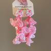Серебряная игла розовый шифоновый цветок с бахромой серьги-гвоздики маленькие свежие и сладкие серьги в отпускном стиле легкая роскошь высококлассные серьги женские