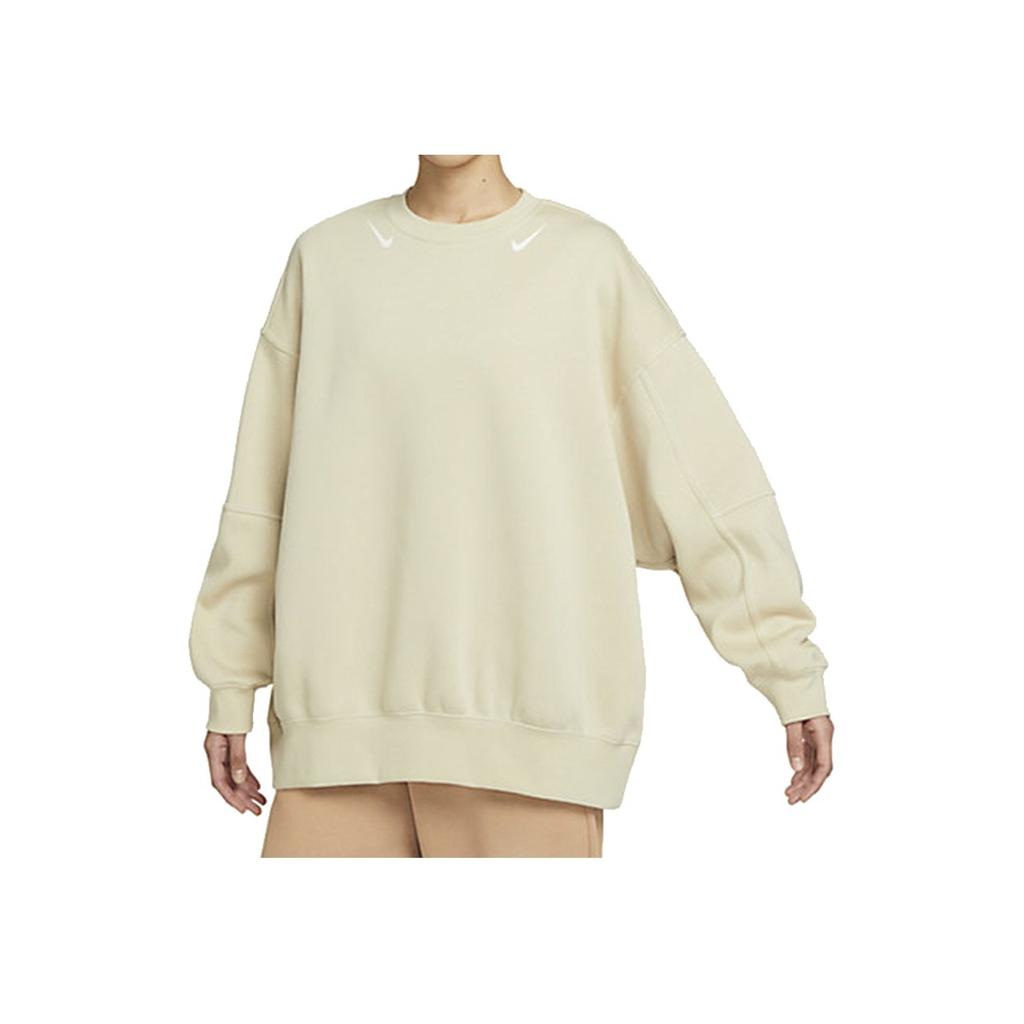 Nike Logo Printed Fleece Crewneck Long Sleeve Sweatshirt Women Sweatshirt Off-White DV7088-206