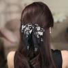 Beads Black Bow Shark Clip French Style Women Sequin Hairgrips Shiny Rhinestone Hair Claw  Daily