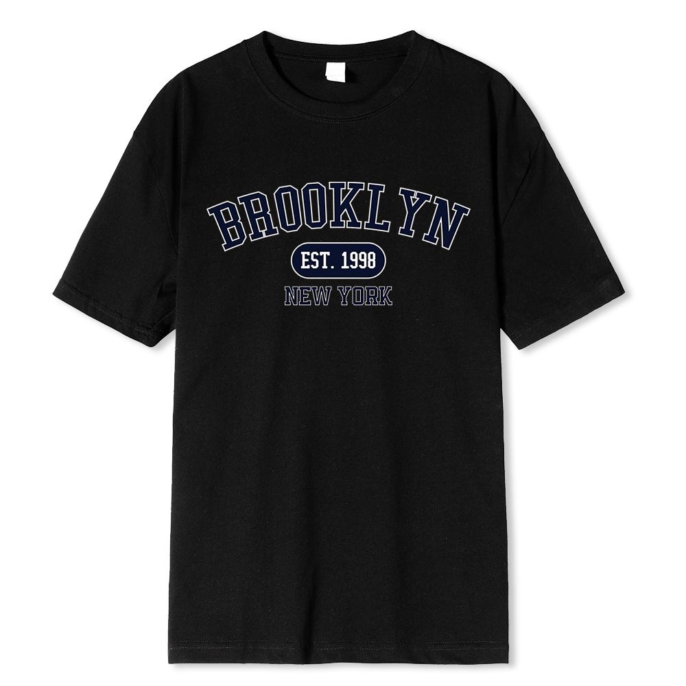 Brooklyn Est.1998 New York Printed Men T-Shirts 100% Cotton Breathable Top Fashion Harajuku Breathable T-Shirt