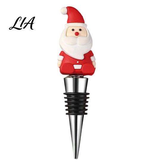 Silicone Wine Corks Christmas Bottle Stopper, Stainless Steel Reusable Cork, Decorative PVC Cartoon Preservation Tools Toppers Design, Airtight