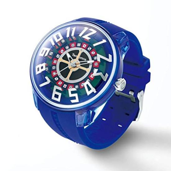Tendence Унисекс Часы King Dome DICE TY023012 Вращающийся Циферблат в Стиле Казино, Нейлоновый Корпус, Силиконовый Ремешок, Синий, 50 мм, Кварцевые, 5 АТМ Водонепроницаемость