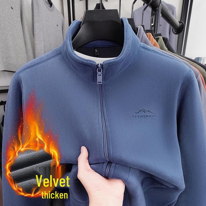 Thickened Double-Sided Coral Fleece Jacket Hoodie – New Autumn/Winter Warm Stand Collar Cardigan with Zipper