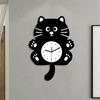 Cat Shaped Wall Clock Creative Children Room Hanging Minimalist Adorable Mute Indoor Decor for