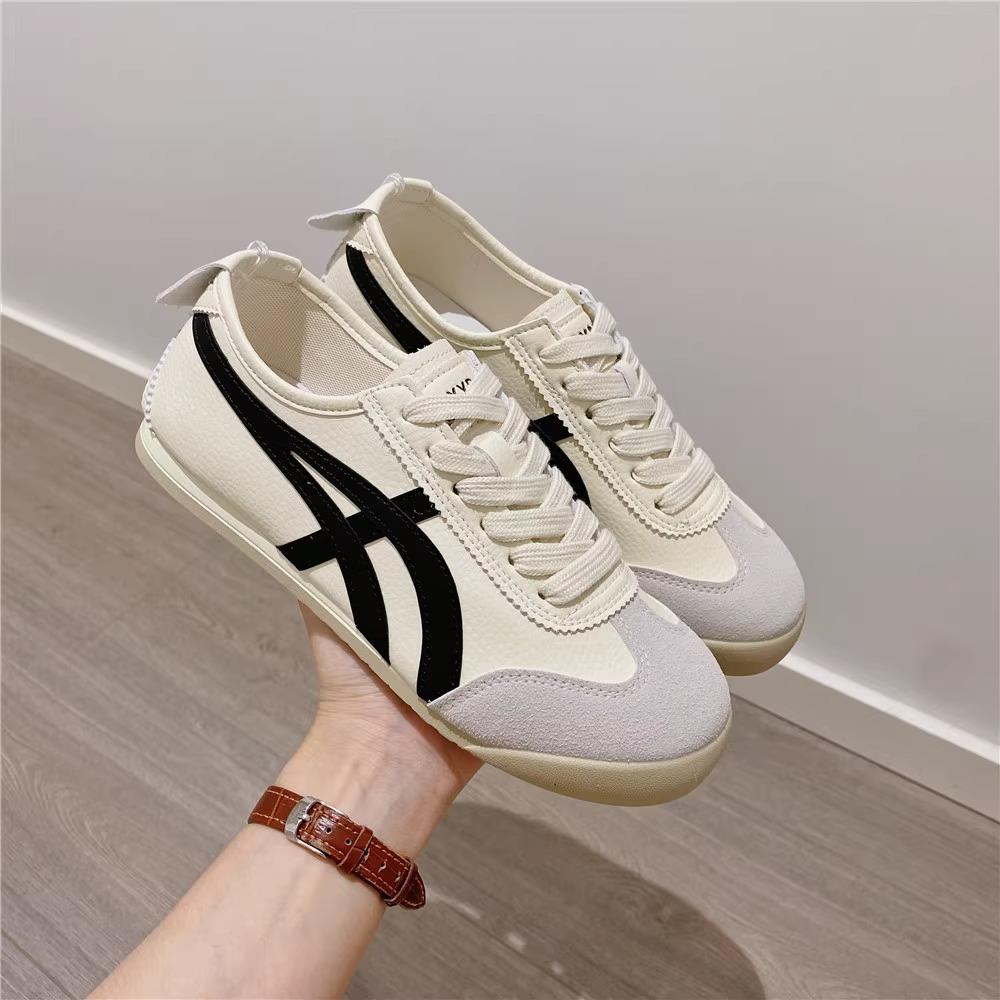 Женские кроссовки из кожи и сетки Forrest Gump, весна-лето 2025, новый круглый носок, дышащая толстая подошва, универсальные повседневные спортивные кроссовки для бега, тренд