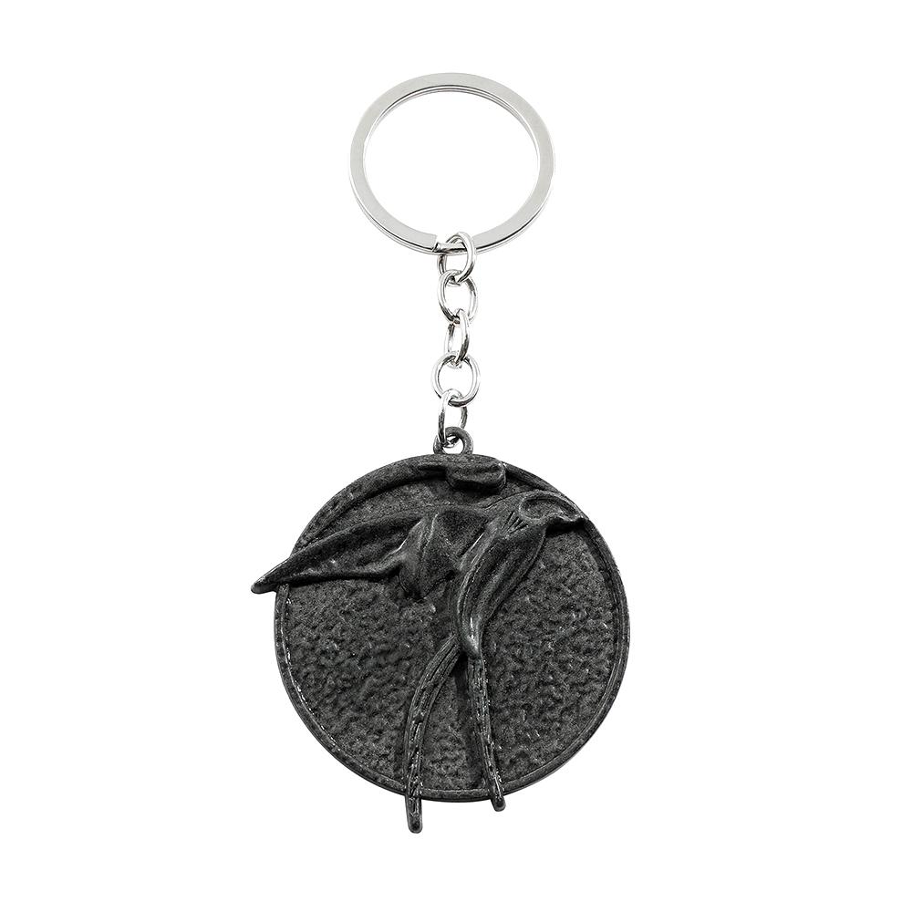 Vintage Wolf Head Keychain Game Geralt Of Rivia Medallion Wolf Metal Pendant Keyring For Men Car Accessories Gifts