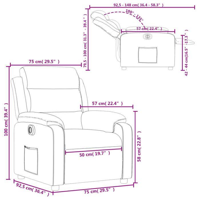 VidaXL Fauteuil Inclinable Électrique, Chaise de Relaxation avec Dossier, Siège avec Accoudoirs, Fauteuil TV de Salon, 3205071