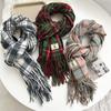 Plaid Scarf Women'S Autumn And Winter Imitation Cashmere Fashionable Simple Warm Shawl Japanese Retro Scarf