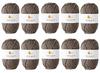 Пряжа Knitworm Меланж, 10 мотков, Средняя, Средней толщины, 30 г (60м), 60% Шерсть, 40% Акрил (коричневый)