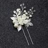 Europe and America Cross Border Silver Leaves Handmade Twisted Beads U Shape Hair Clasp Pin Bridal Wedding Hairware Lot