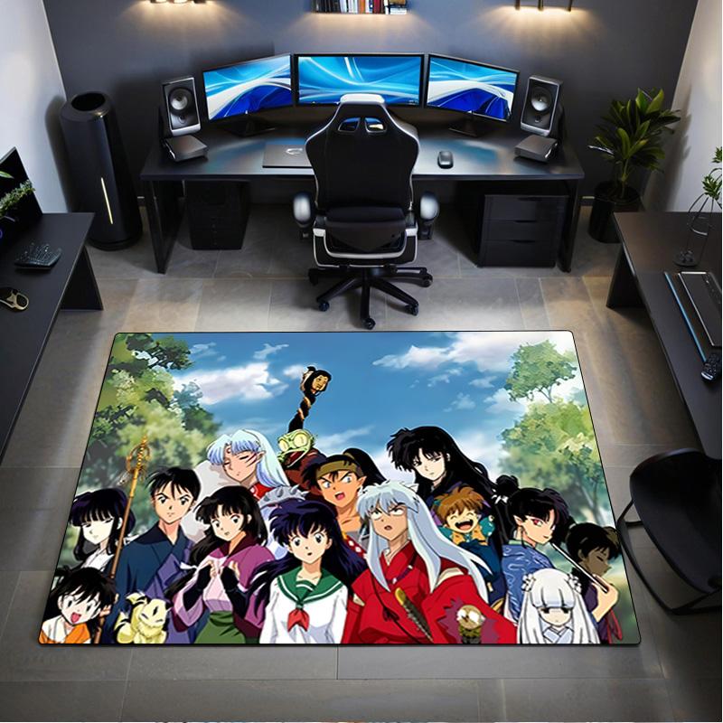 1PC Inuyasha Carpet Office Decorative Carpet For Living Room Bedroom Door Mat Floor Rug Computer Chair Area Rug perfect holiday gift