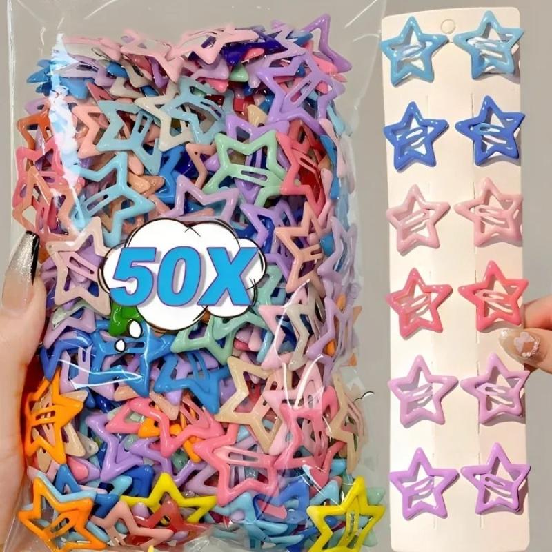 10/20 шт. Цветные Кавайные Заколки-Звездочки Y2K Милые Девочки BB Однотонные Звездочки Заколки для Волос Металлический Зажим-Кнопка Головной Убор Украшения для Волос Подарки