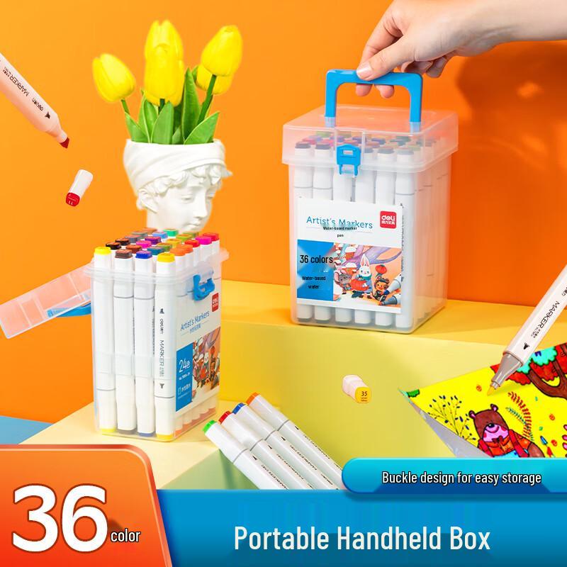 Deli Dual-Tip Water-Based Marker Pen Set