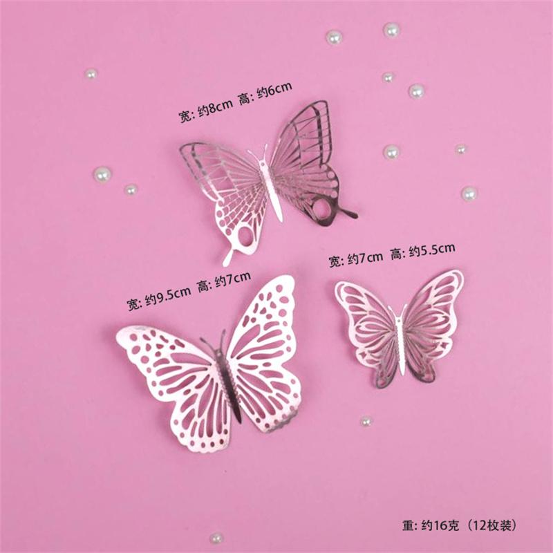 Topper Gold 3D Baking Dessert Decor For Wedding Party Happy Birthday Cake 12Pcs Artificial Butterfly Butterflies Cupcake Toppers