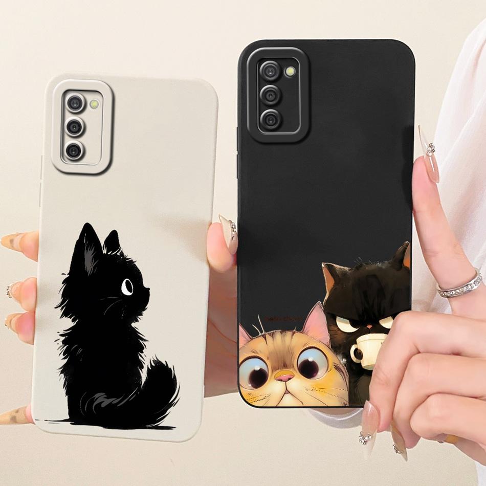 For Samsung Galaxy A03s Cute Cat Flower Cartoon Phone Case For Samsung A03S SM-A037G Shockproof Soft Silicone Covers Bumpers