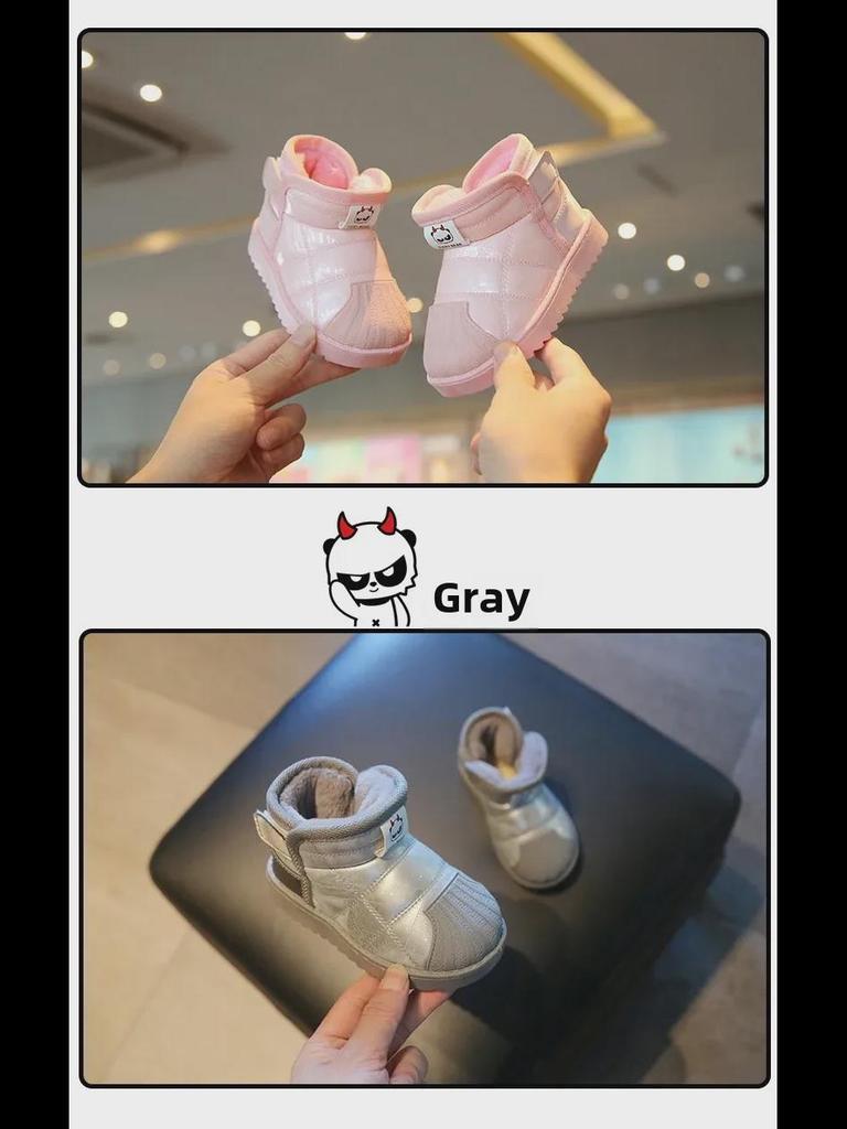 Winter 2024 Kids' Waterproof Snow Boots - Boys & Girls Trendy Cotton Casual Shoes