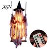 Glowing Hanging Figure Swing Ghost Halloween Decoration, Spooky Light Up Large Swinging Waterproof Battery Powered with Blood Fabric for Porch