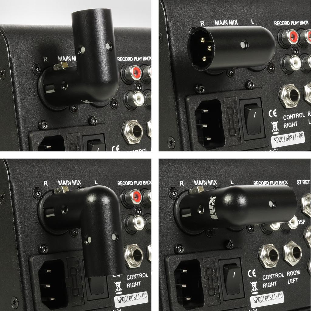 The LyxPro XLR Angle Adapter Dual Male and Female Can Be Placed In 4 Different Right and 90 Perfect for Mixers That Interfere with Other Angles Left,