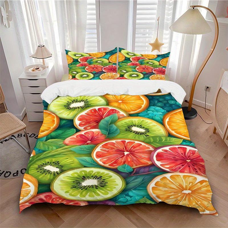 3pcs Fruit Bedding Cover Set, Fashion Classic Popular Print Bedding Set, Soft Comfortable, All - Season Use, For Bedroom107