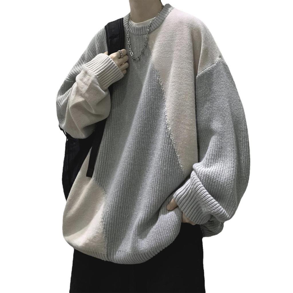 Мужской зимний свитер с круглым вырезом — модный американский бренд, уникальный дизайн с контрастными цветами