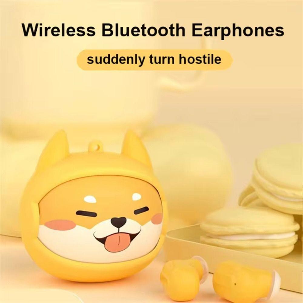 with Mic In Ear Bluetooth Earphones Shiba Inu Cartoon Earbuds New 360° Pattern Change Headphones