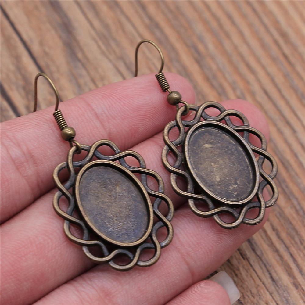 Oval Ear Hook Glass Cabochon Base Setting Tray Drop & Dangle Earring Women's Jewellery Party Boho Findings & Components