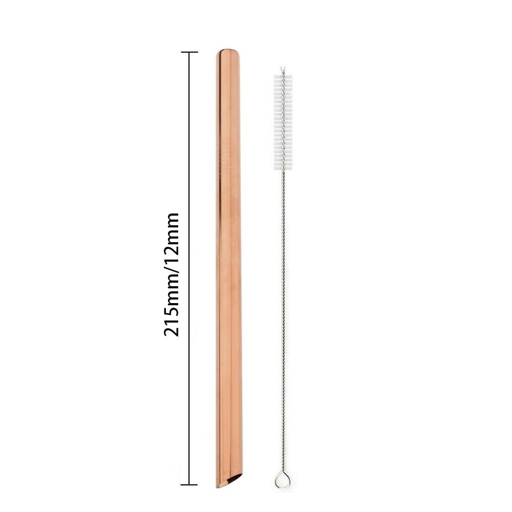 Straight Straw with Brush Tubes Reusable Metal Straw 304 Stainless Steel Drinking Straws Large 12mm Bubble Tea Milkshake Straw