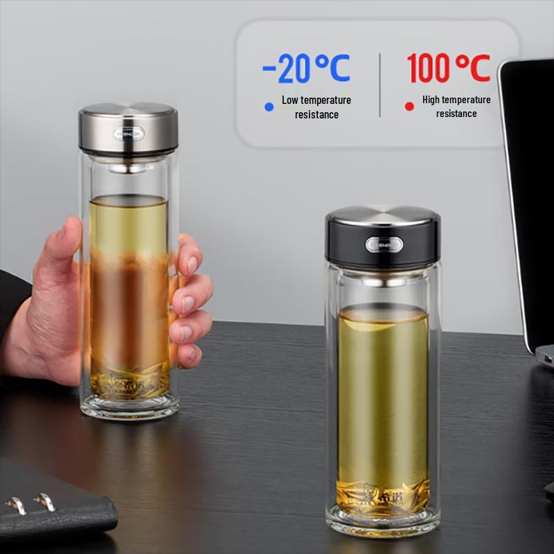 HEENOOR Double-Walled Glass Tea Infuser Cup (270ml)