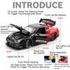 1:Масштаб 1:24 Версия для гоночного трека GTR R34 Модель автомобиля Игрушка Двери открываются Звук Свет Амортизация Модели транспортных средств Рождественские подарки для мальчиков