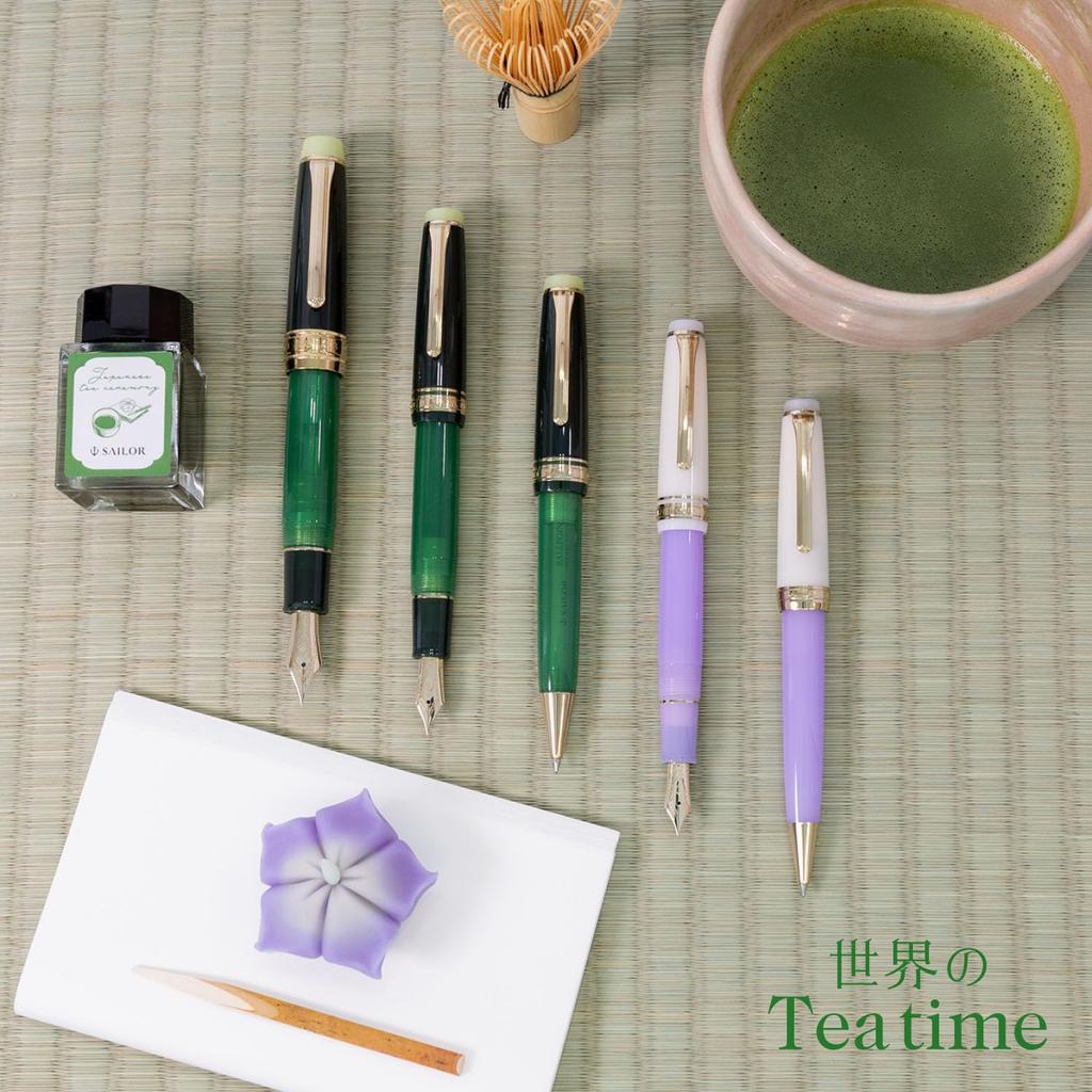 Sailor Fountain Pen Time Around the Slim Ballpoint Tea Ceremony Nerikiri "Tea World" Pen, Design, Oil-Based Ink, 0.5mm, 16-1023-150