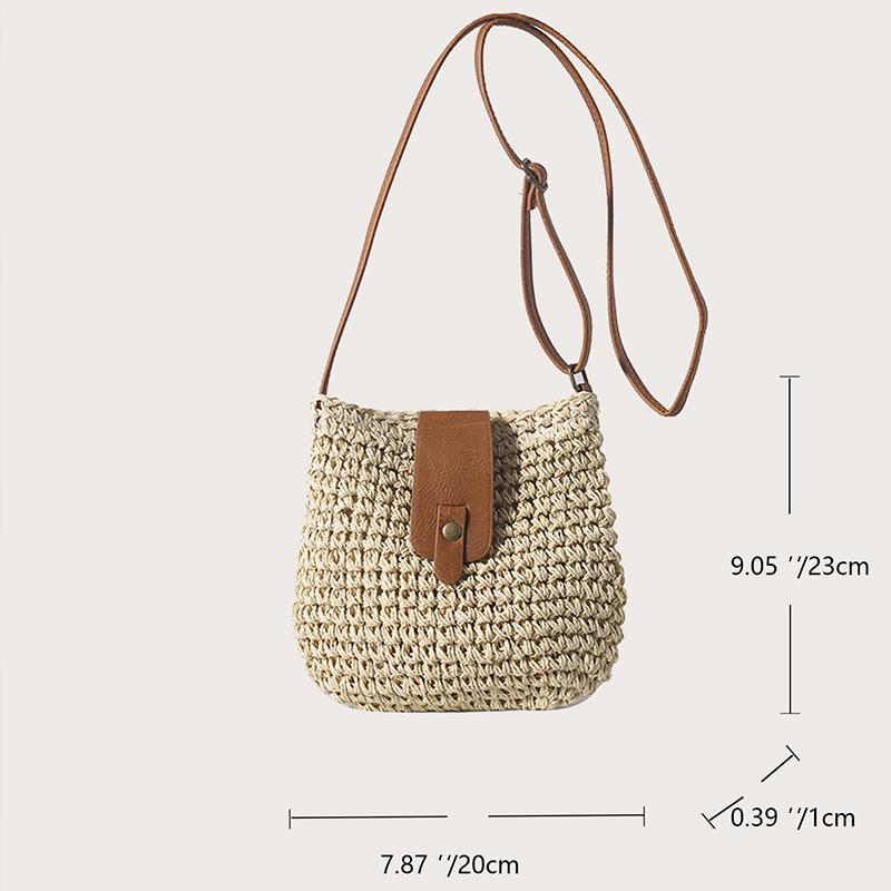 New Summer Grass Woven Bag for Women Beach Crossbody Bag Designer Shoulder Bag Small Flap Purses and Handbags